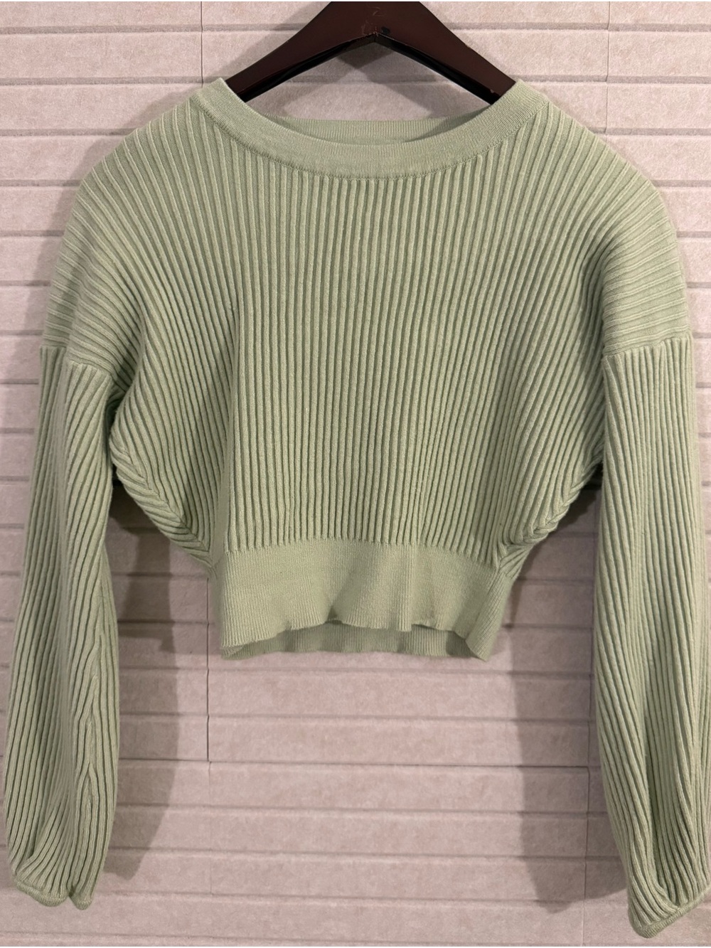 Princess Polly Light Mint Ribbed Cropped Sweater